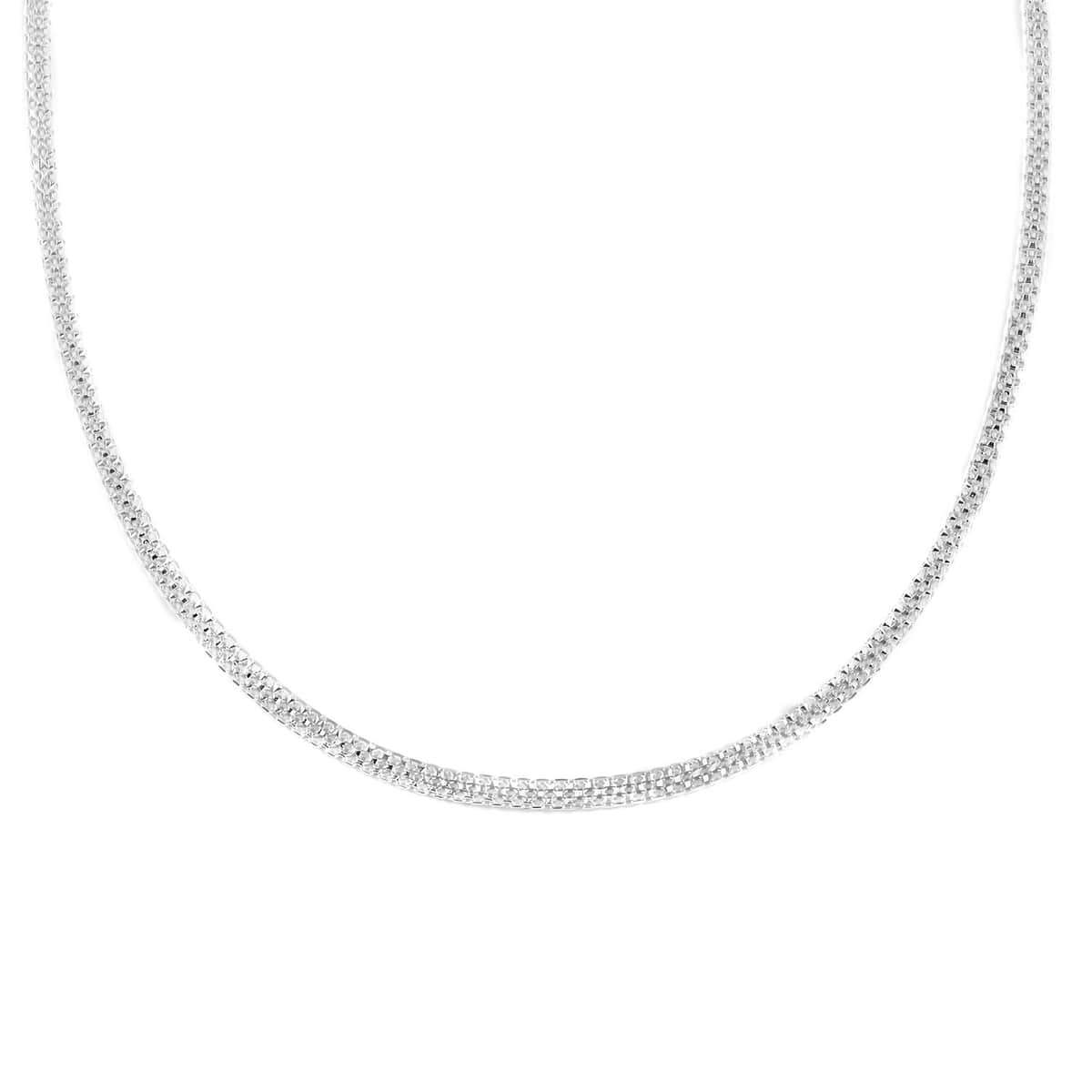 Italian Sterling Silver 4mm Bismark Necklace, 4 Line Pave Necklace, 925 Sterling Silver Necklace (22-24 Inches) image number 3