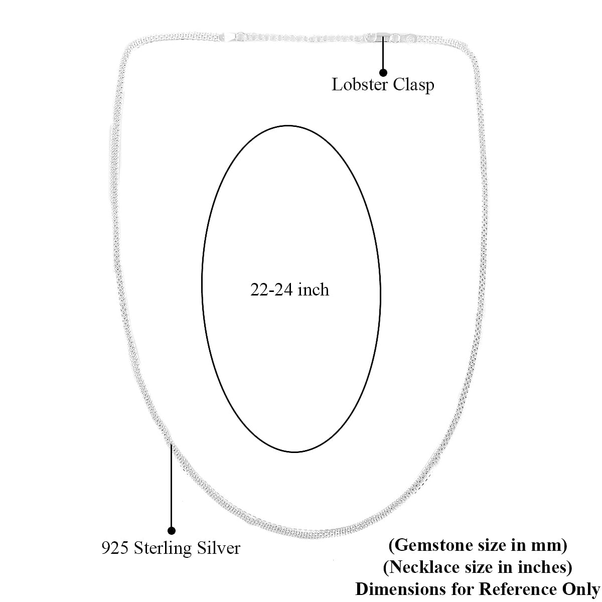 Italian Sterling Silver 4mm Bismark Necklace, 4 Line Pave Necklace, 925 Sterling Silver Necklace (22-24 Inches)