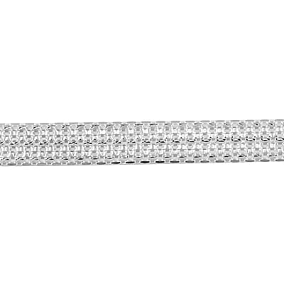 Italian Sterling Silver Bismark Lines Pave Bracelet (7-8In) 7.60 Grams