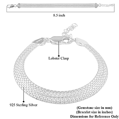 Italian Sterling Silver Bismark Lines Pave Bracelet (7-8In) 7.60 Grams