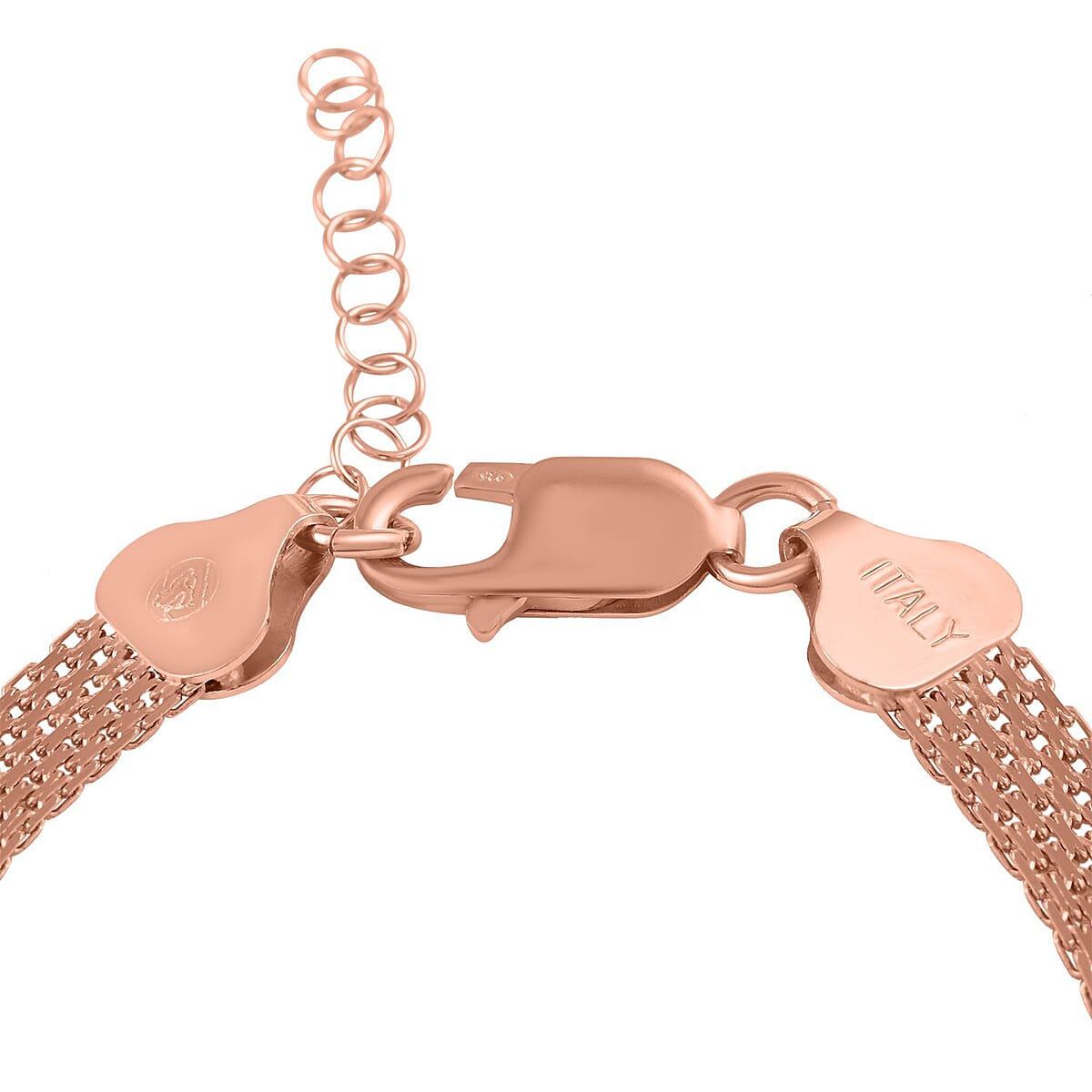 Italian Bismark Line Bracelet In Italian 14K Rose Gold Plated Sterling Silver, 925 Silver Pave Bracelet For Women, Chain Jewelry Gifts (7-8In) image number 3