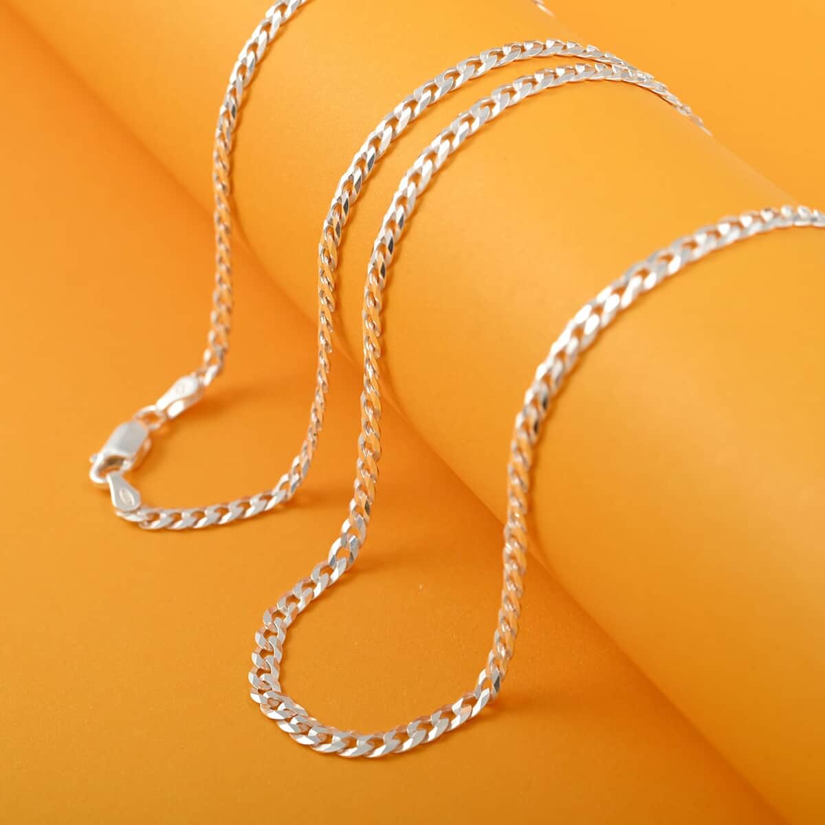 Italian Sterling Silver 3mm Flat Curb Necklace (20 Inches) (5.90 g) image number 1