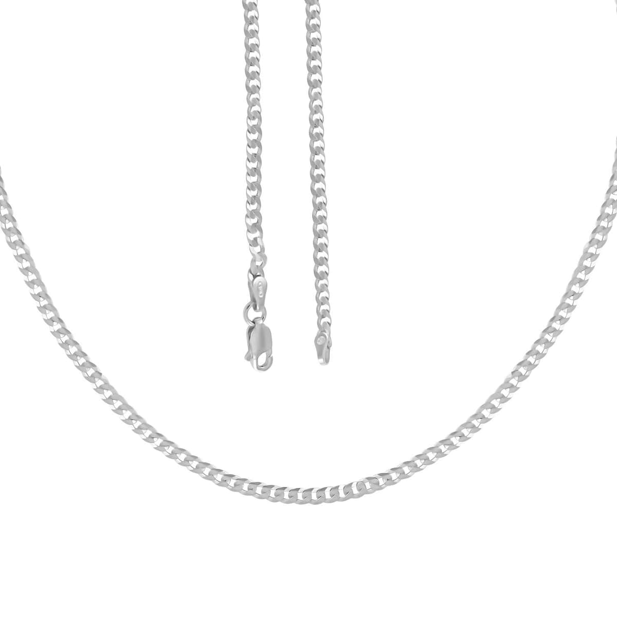 Italian Sterling Silver 3mm Flat Curb Necklace (20 Inches) (5.90 g) image number 4