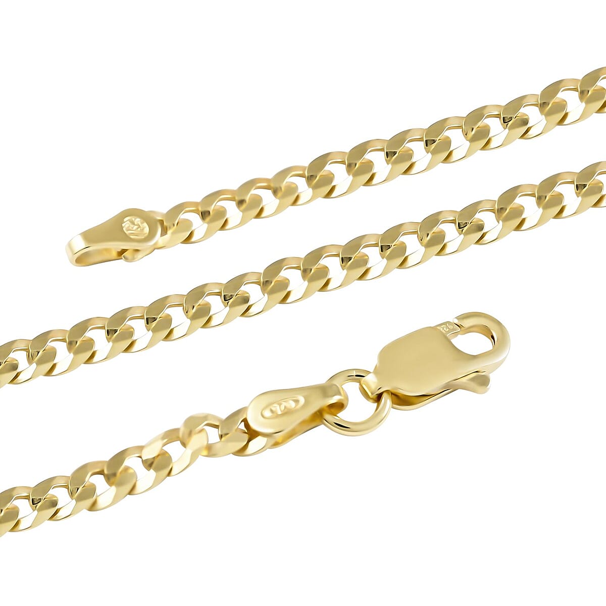 Italian 14K Yellow Gold Over Sterling Silver 3mm Flat Curb Necklace 20 Inches 5.90 Grams image number 2