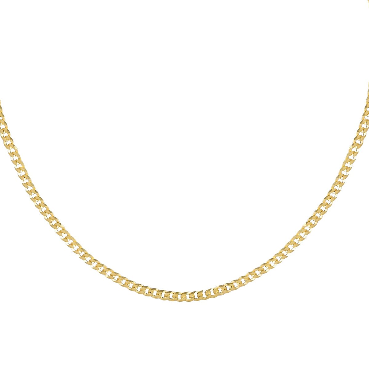 Italian 14K Yellow Gold Over Sterling Silver 3mm Flat Curb Necklace 20 Inches 5.90 Grams image number 3