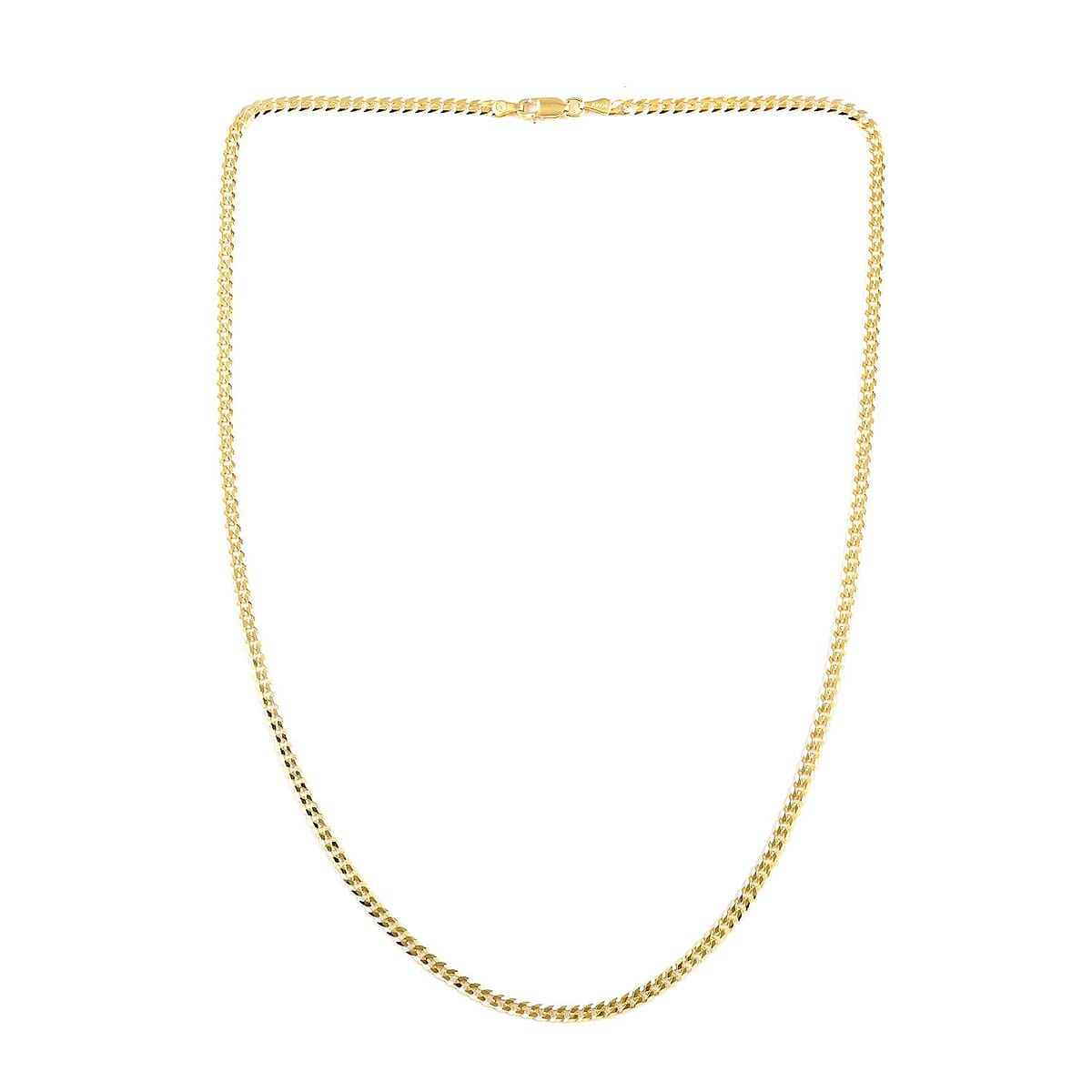 Italian 14K Yellow Gold Over Sterling Silver 3mm Flat Curb Necklace 20 Inches 5.90 Grams image number 5