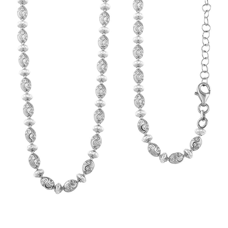 Italian Rhodium Over Sterling Silver 9mm Saturno Necklace 18-20 Inches 12.5 Grams
