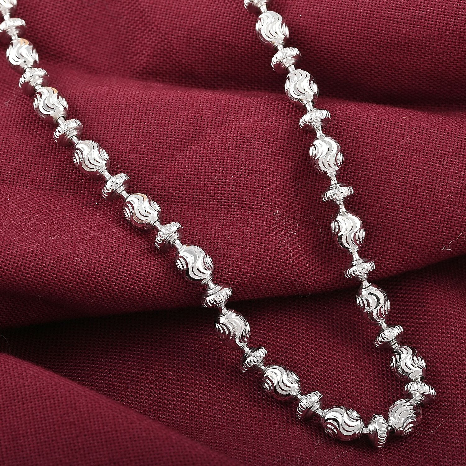 Italian Rhodium Over Sterling Silver 9mm Saturno Necklace 18-20 Inches 12.5 Grams