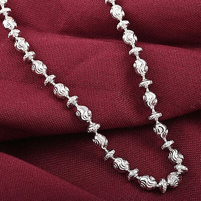 Italian Rhodium Over Sterling Silver 9mm Saturno Necklace 18-20 Inches 12.5 Grams