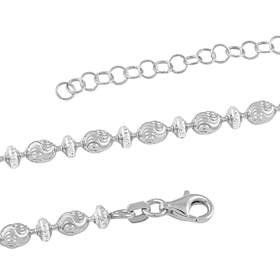 Italian Rhodium Over Sterling Silver 9mm Saturno Necklace 18-20 Inches 12.5 Grams
