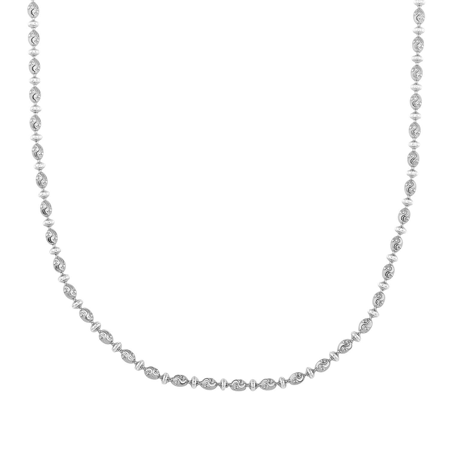 Italian Rhodium Over Sterling Silver 9mm Saturno Necklace 18-20 Inches 12.5 Grams
