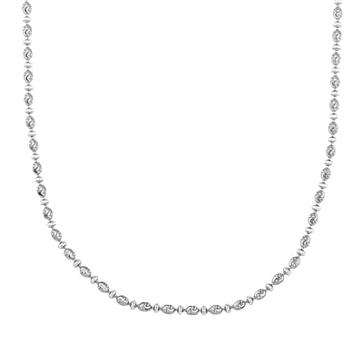 Italian Rhodium Over Sterling Silver 9mm Saturno Necklace 18-20 Inches 12.5 Grams