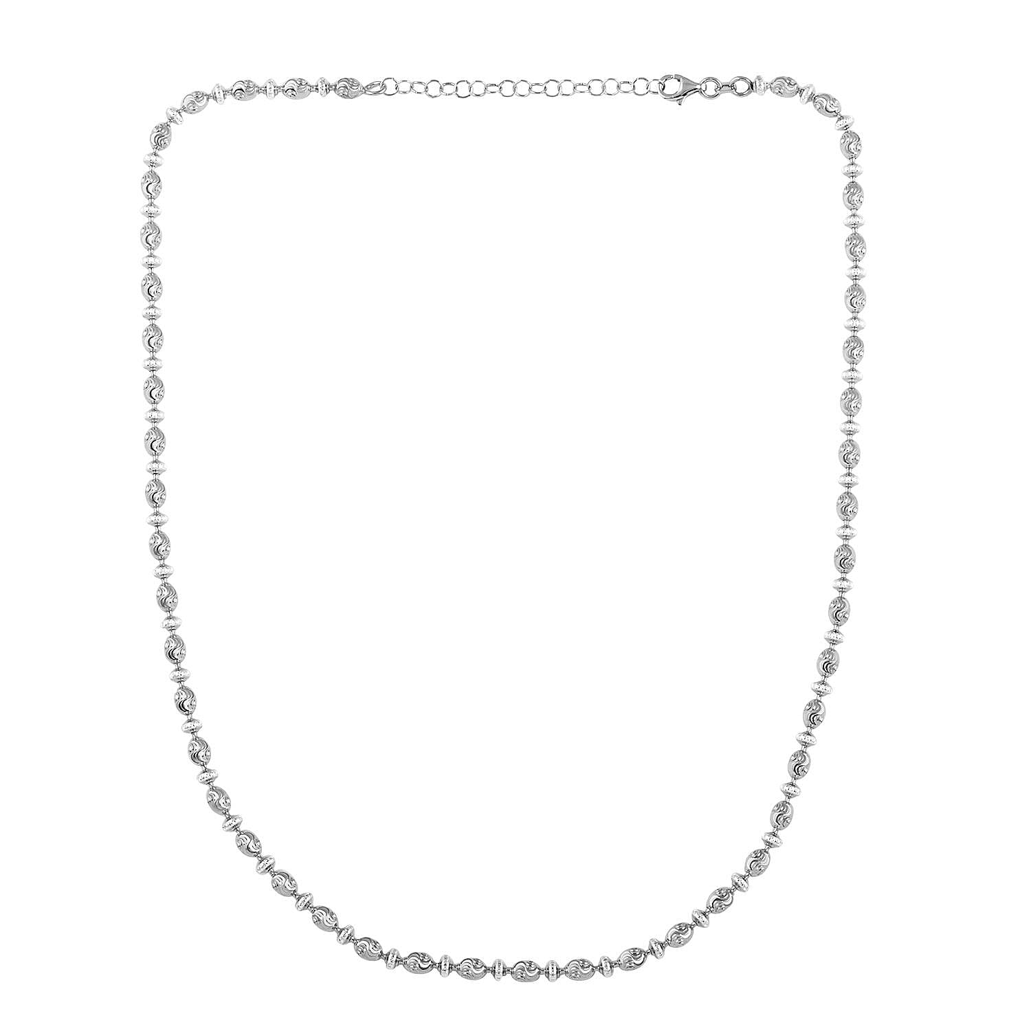 Italian Rhodium Over Sterling Silver 9mm Saturno Necklace 18-20 Inches 12.5 Grams