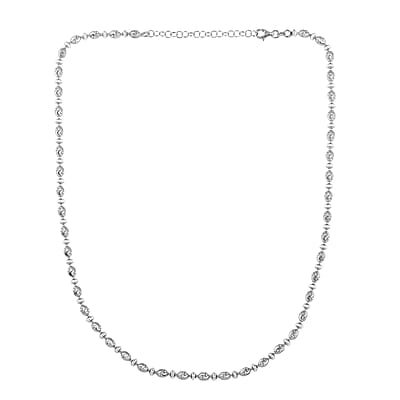 Italian Rhodium Over Sterling Silver 9mm Saturno Necklace 18-20 Inches 12.5 Grams