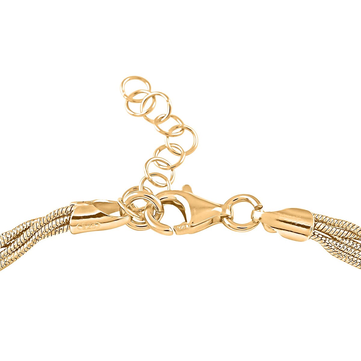 Italian 14K YG Over Sterling Silver 9mm Multiple Slink Snake Chain Bracelet (7-8In) 4.50 Grams image number 3