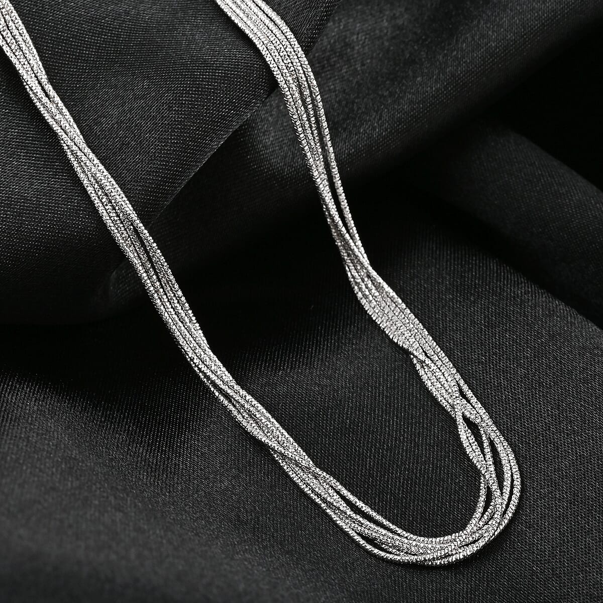 Italian Rhodium Over Sterling Silver Snake Chain Necklace, Silver Chain Necklace, Multi-Layer Necklace (18-20 Inches) (10.9 g) image number 1