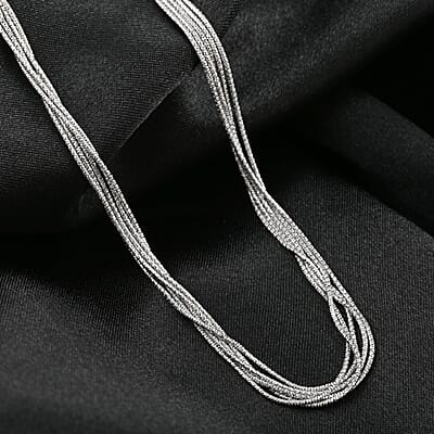 Italian Rhodium Over Sterling Silver Snake Chain Necklace, Silver Chain Necklace, Multi-Layer Necklace (18-20 Inches) (10.9 g)