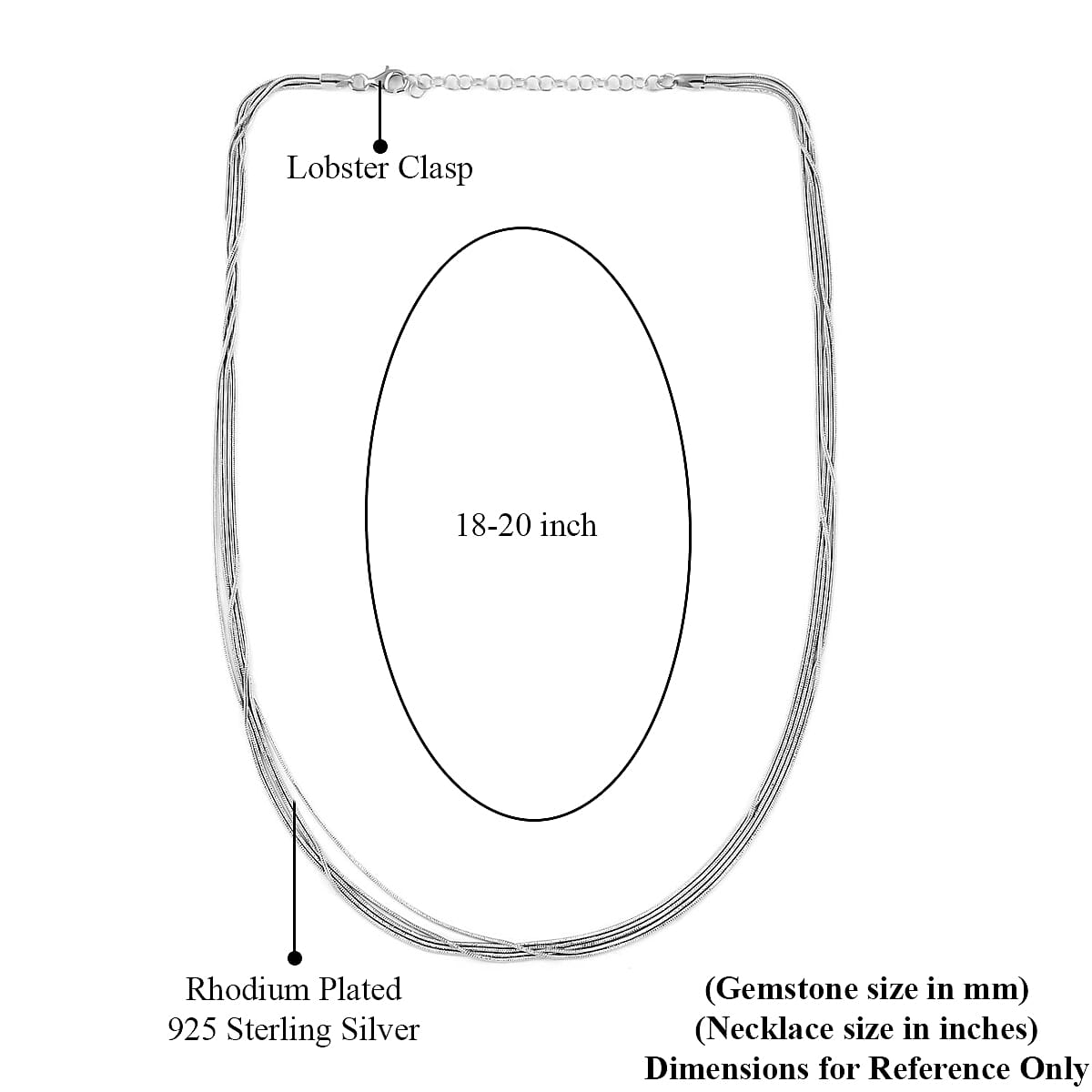 Italian Rhodium Over Sterling Silver Snake Chain Necklace, Silver Chain Necklace, Multi-Layer Necklace (18-20 Inches) (10.9 g) image number 5