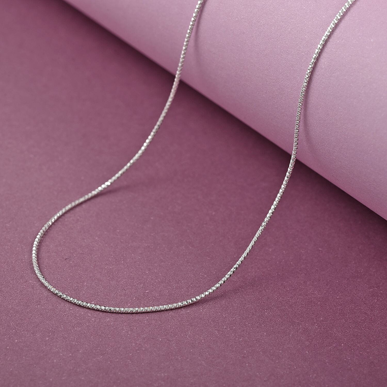 Italian Sterling Silver 0.80mm Snake Pyramid Pave Chain 18 Inches 2.10 Grams
