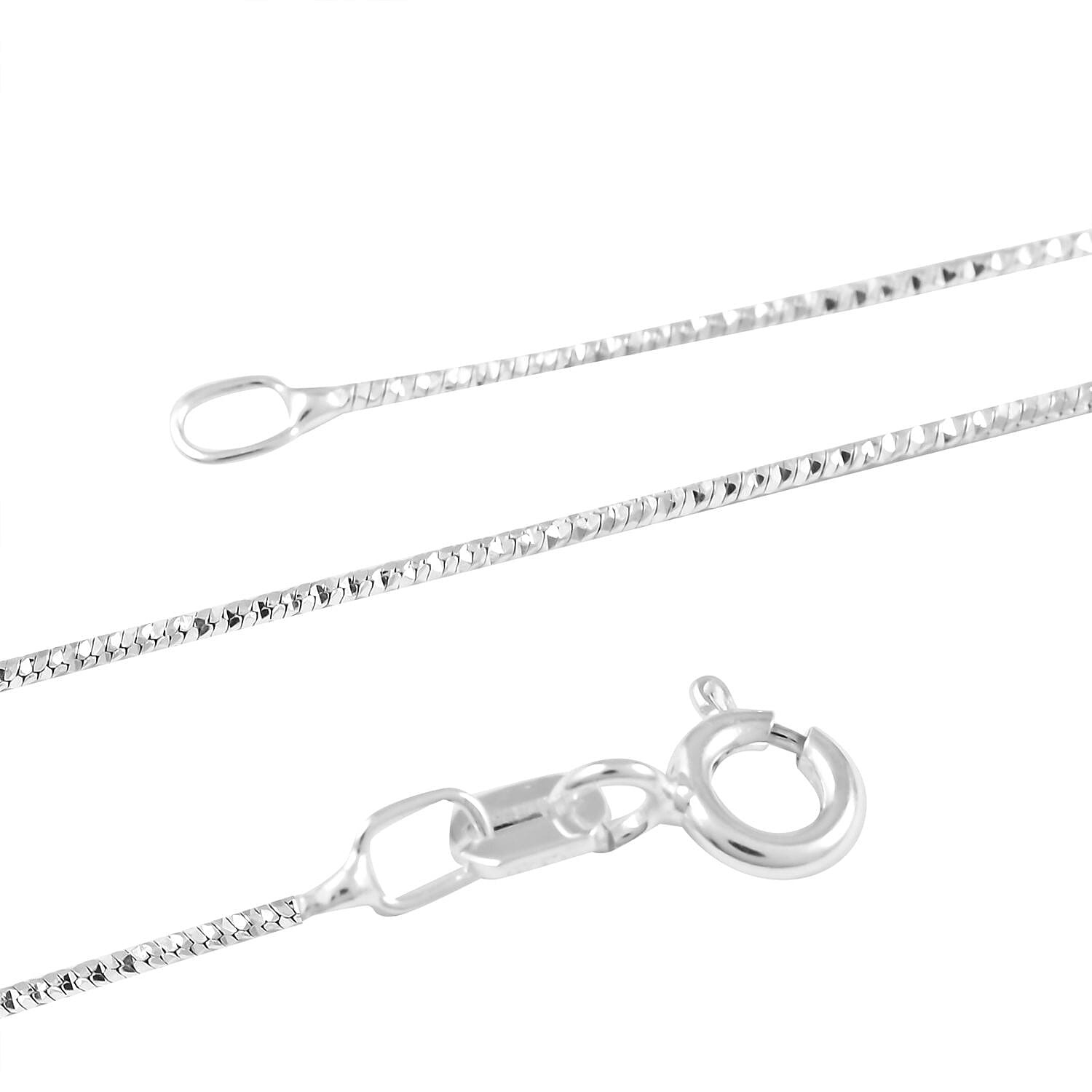 Italian Sterling Silver 0.80mm Snake Pyramid Pave Chain 18 Inches 2.10 Grams