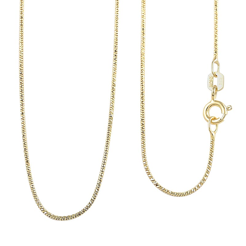 Italian 14K Yellow Gold Over Sterling Silver .80mm Snake Pyramid Pave Chain 18 Inches 2.10 Grams