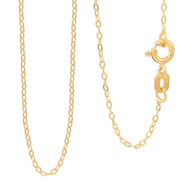 Italian 14K YG Over Sterling Silver 5mm Flat Rolo Chain 18 Inches 0.80 Grams