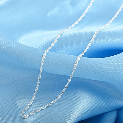 Italian Sterling Silver 5mm Singapore Chain Necklace 18 Inches 1.20 Grams