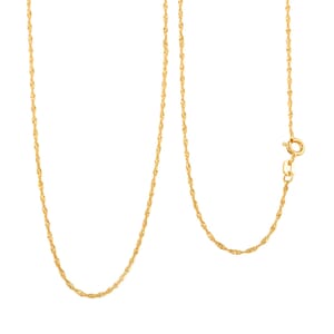 Italian 14K YG Over Sterling Silver 5mm Singapore Chain Necklace 18 Inches 1.20 Grams