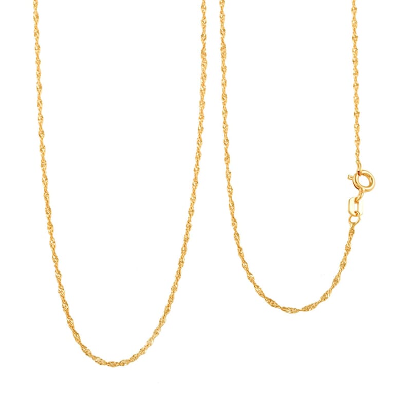 Italian 14K YG Over Sterling Silver 5mm Singapore Chain Necklace 18 Inches 1.20 Grams