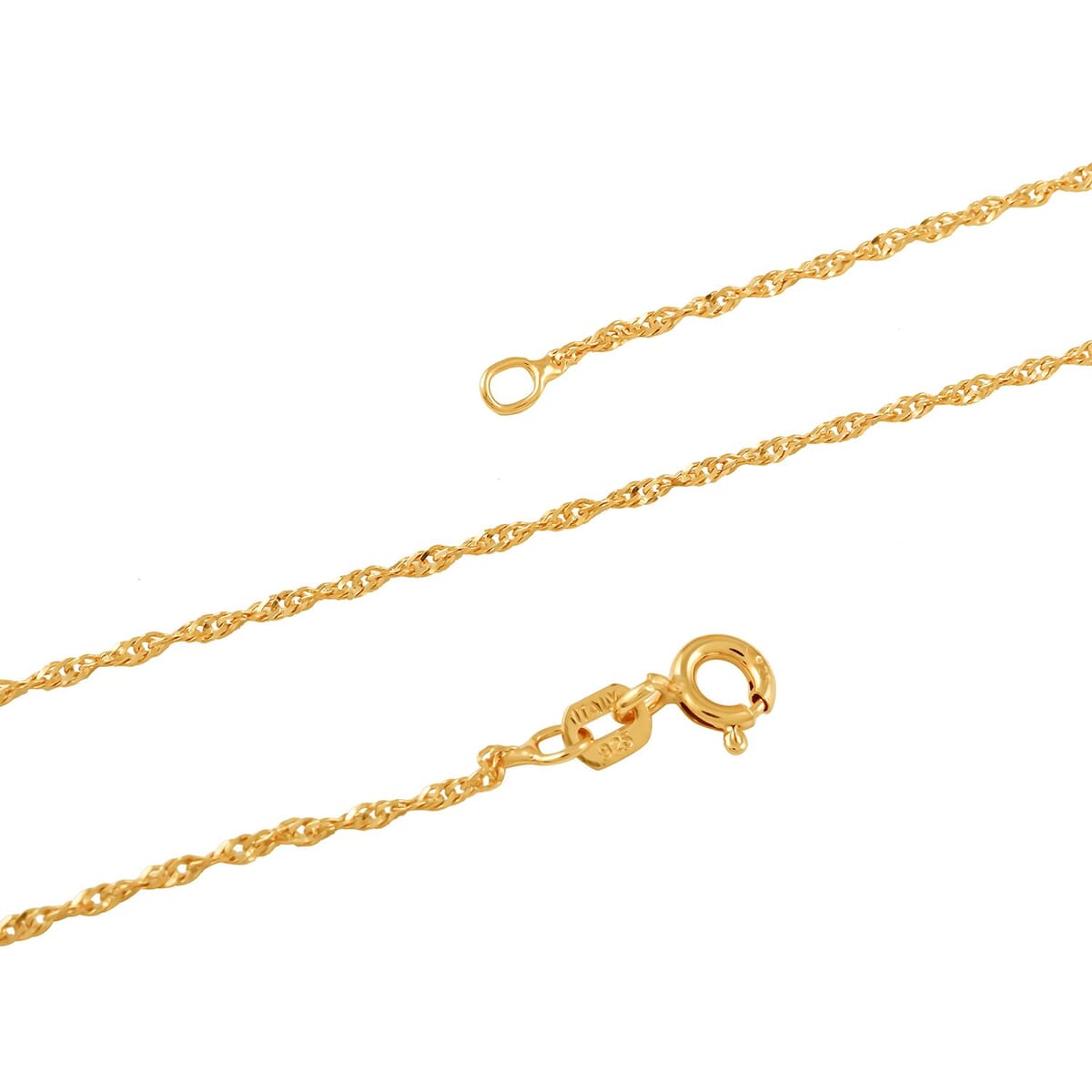 Italian 14K YG Over Sterling Silver 5mm Singapore Chain Necklace 18 Inches 1.20 Grams image number 2