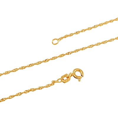 Italian 14K YG Over Sterling Silver 5mm Singapore Chain Necklace 18 Inches 1.20 Grams