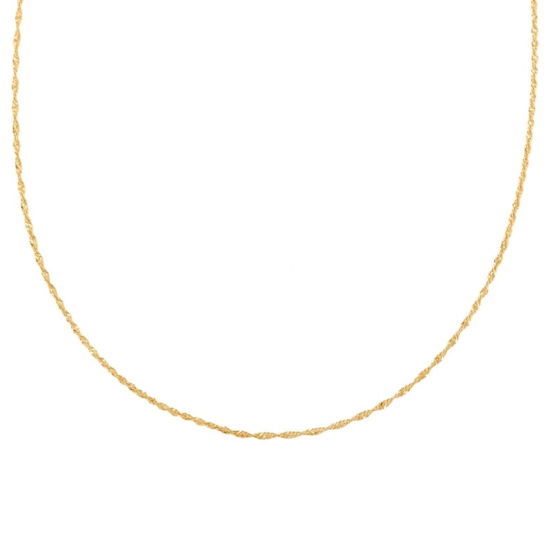 Italian 14K YG Over Sterling Silver 5mm Singapore Chain Necklace 18 Inches 1.20 Grams