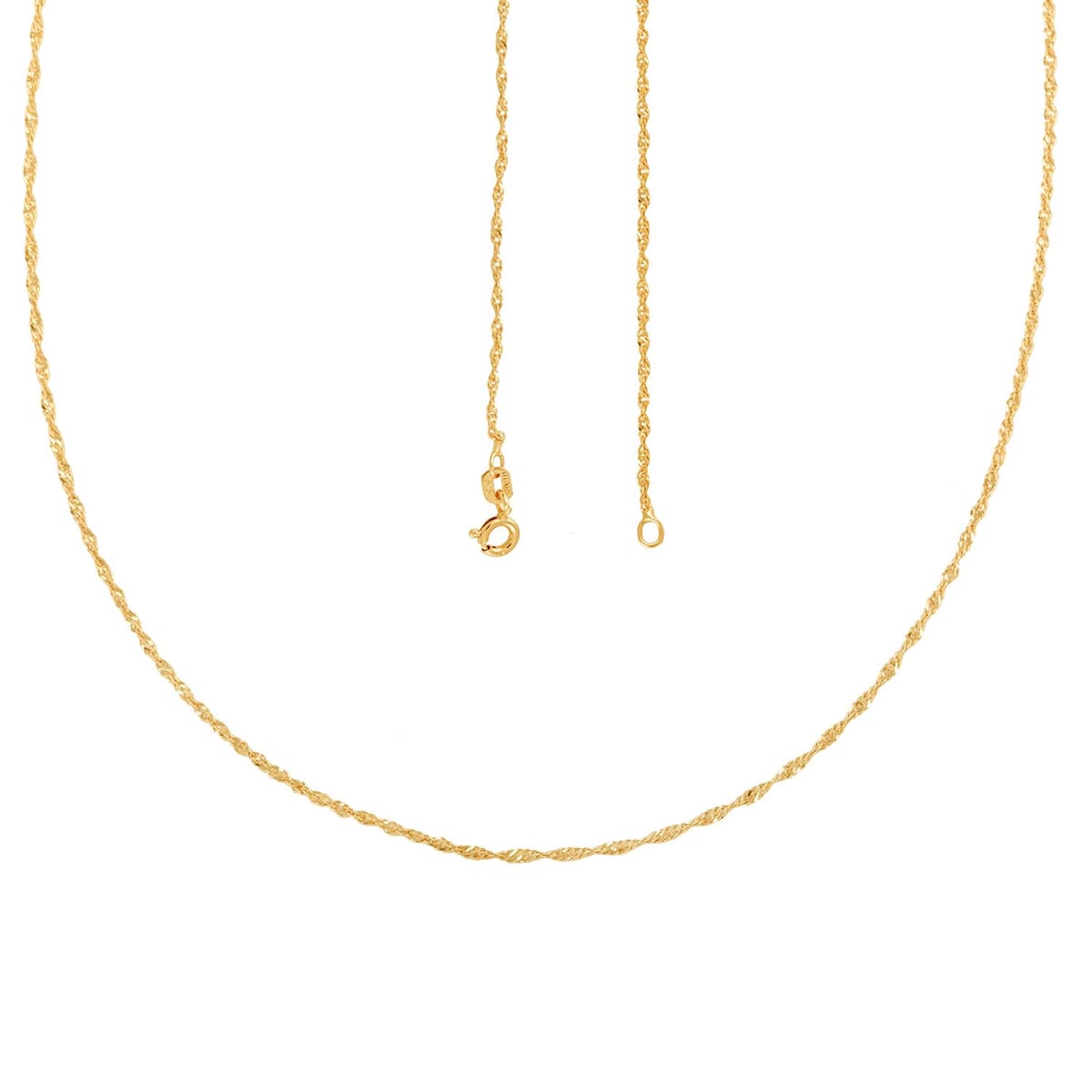 Italian 14K YG Over Sterling Silver 5mm Singapore Chain Necklace 18 Inches 1.20 Grams image number 4