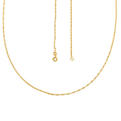 Italian 14K YG Over Sterling Silver 5mm Singapore Chain Necklace 18 Inches 1.20 Grams
