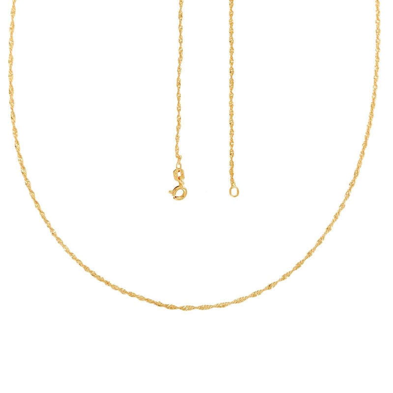 Italian 14K YG Over Sterling Silver 5mm Singapore Chain Necklace 18 Inches 1.20 Grams
