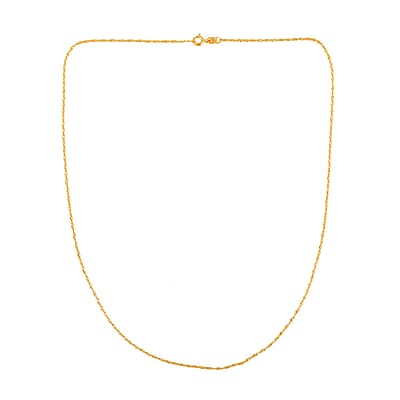 Italian 14K YG Over Sterling Silver 5mm Singapore Chain Necklace 18 Inches 1.20 Grams