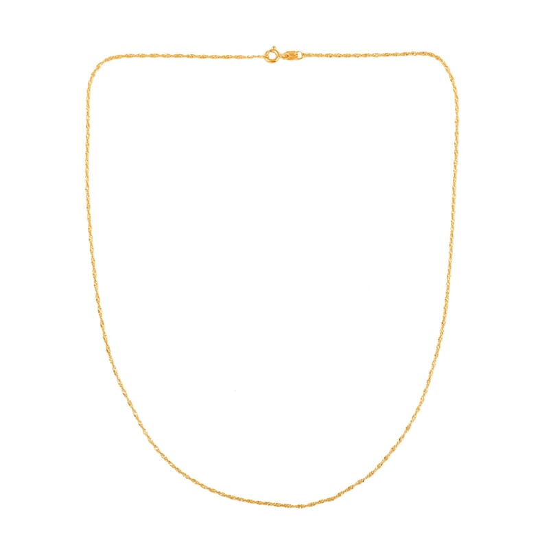 Italian 14K YG Over Sterling Silver 5mm Singapore Chain Necklace 18 Inches 1.20 Grams