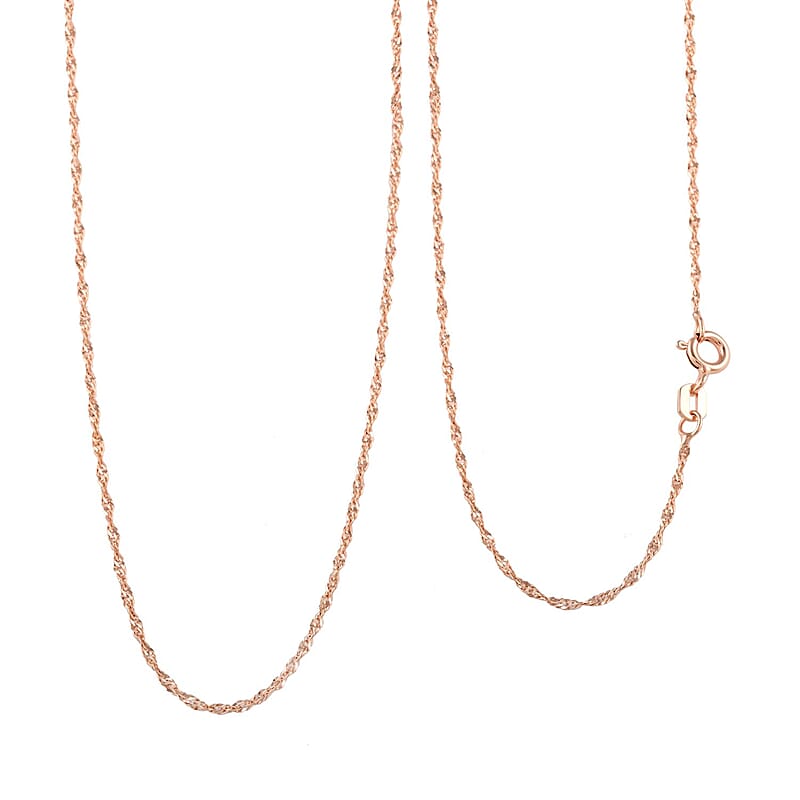 Italian 14K RG Over Sterling Silver 5mm Singapore Chain Necklace 18 Inches 1.20 Grams