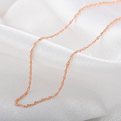 Italian 14K RG Over Sterling Silver 5mm Singapore Chain Necklace 18 Inches 1.20 Grams