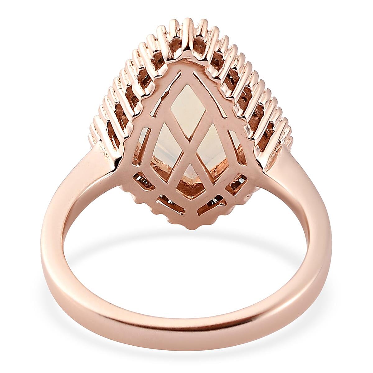 Ethiopian Welo Opal and Natural Champagne Diamond Kite Shape Halo Ring in Vermeil Rose Gold Over Sterling Silver (Size 10.0) 2.30 ctw image number 4