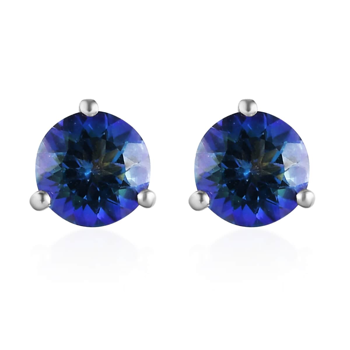 Brazilian Periwinkle Bloom Petalite Solitaire Stud Earrings in Platinum Over Sterling Silver 2.00 ctw image number 0