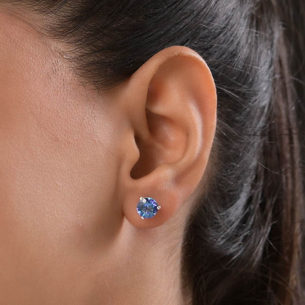 Brazilian Periwinkle Bloom Petalite Solitaire Stud Earrings in Platinum Over Sterling Silver 2.00 ctw image number 2