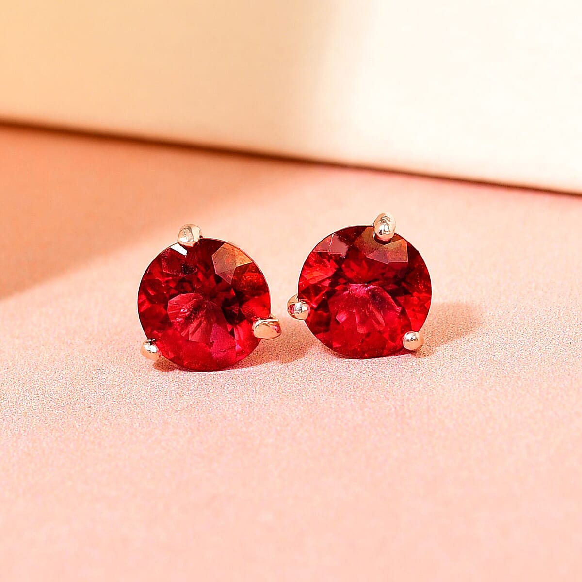 Brazilian Pink Petalite Solitaire Stud Earrings in Vermeil Rose Gold Over Sterling Silver 2.02 ctw image number 1