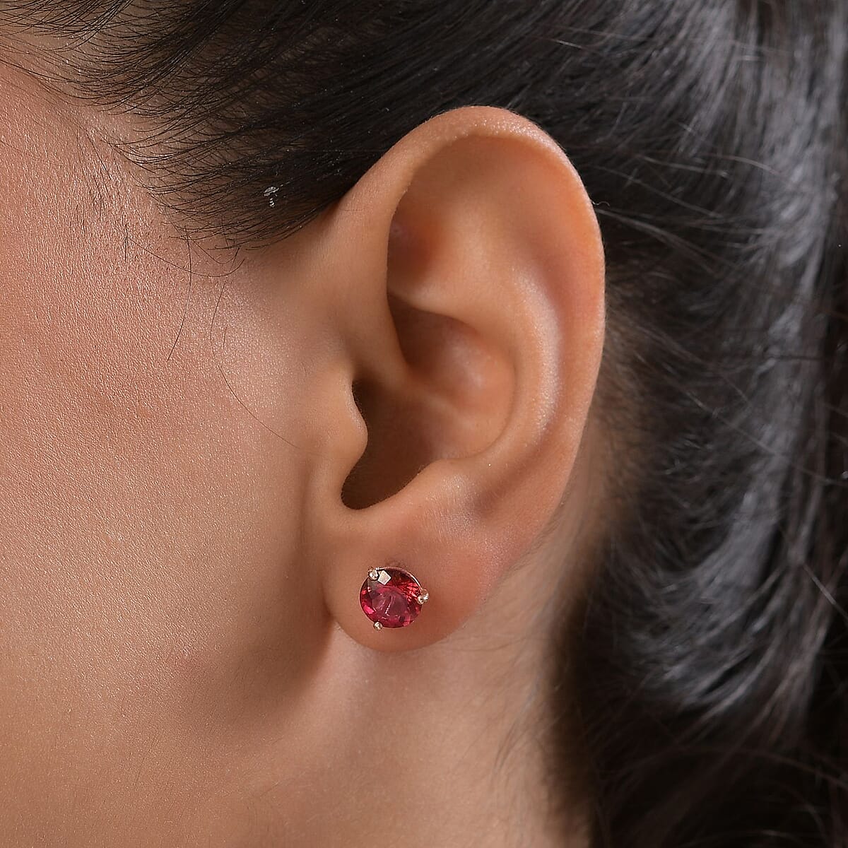 Brazilian Pink Petalite Solitaire Stud Earrings in Vermeil Rose Gold Over Sterling Silver 2.02 ctw image number 2