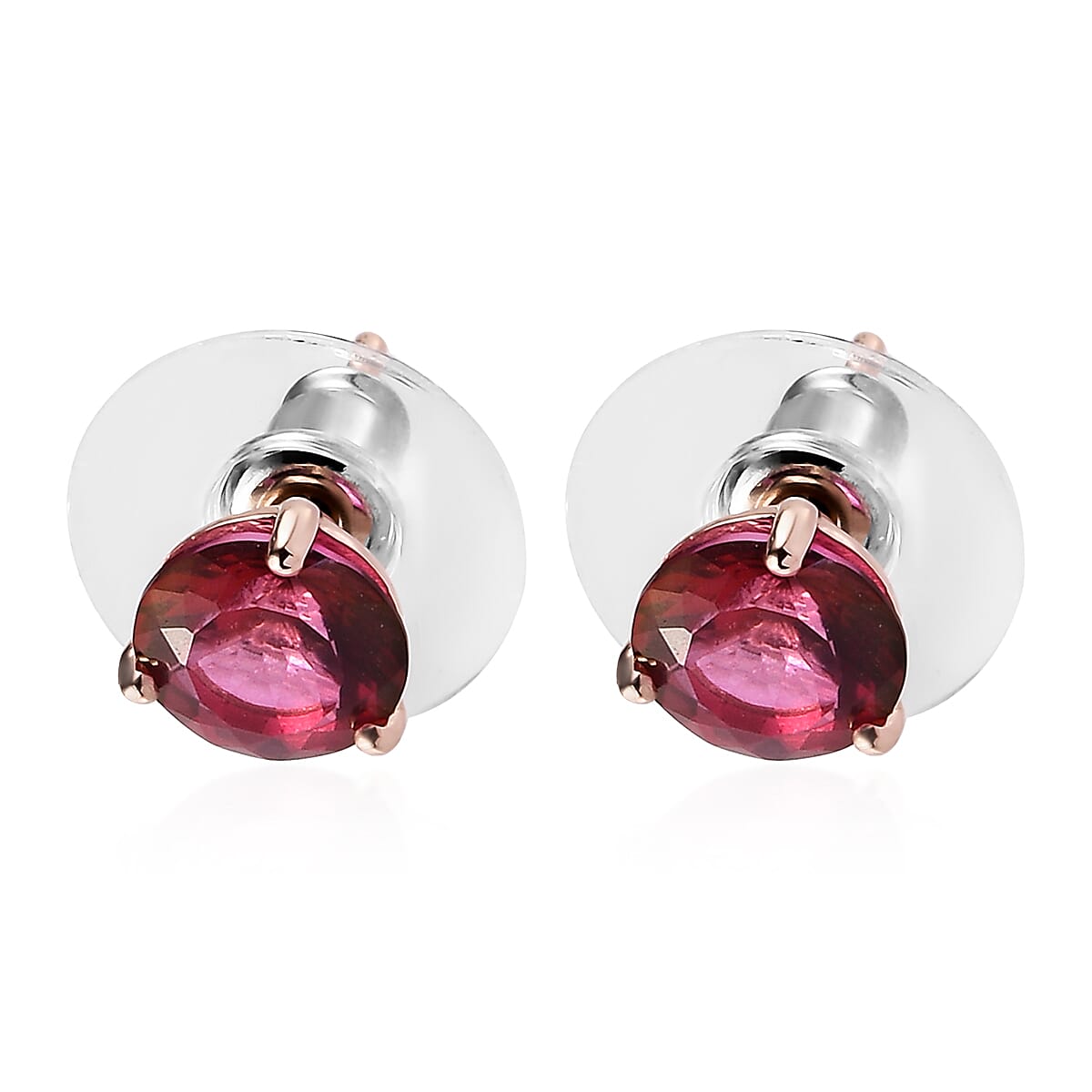 Brazilian Pink Petalite Solitaire Stud Earrings in Vermeil Rose Gold Over Sterling Silver 2.02 ctw image number 3