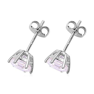 Moissanite Earrings in Rhodium Over Sterling Silver, Hexagonal Cut Gemstone, Silver Solitaire Earrings, Moissanite Studs 2.15 ctw