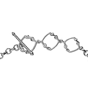 Brazilian Periwinkle Bloom Petalite and White Zircon Toggle Clasp Bracelet Platinum Over Sterling Silver (7.25 In) 5.30 ctw