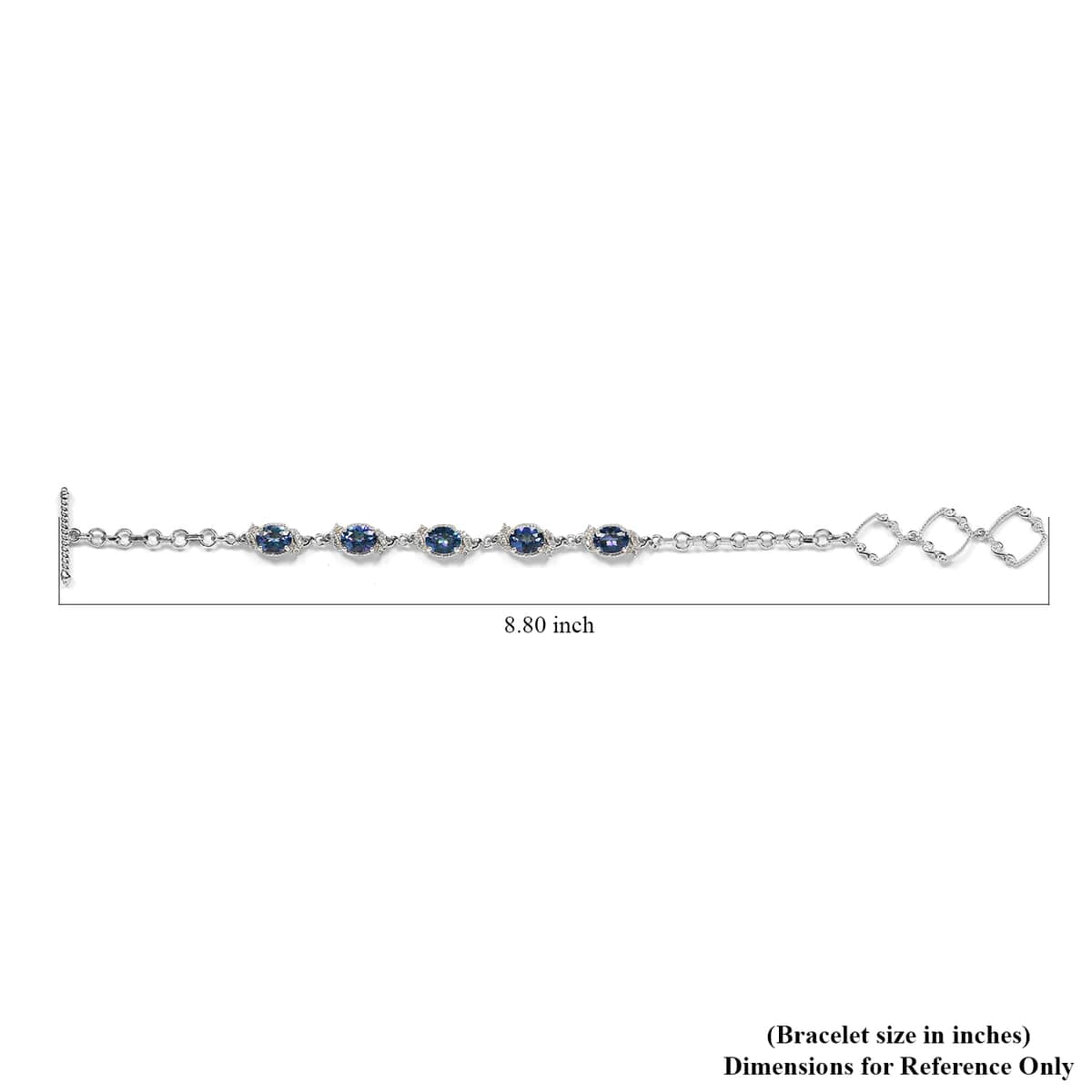 Brazilian Periwinkle Bloom Petalite and White Zircon Toggle Clasp Bracelet Platinum Over Sterling Silver (7.25 In) 5.30 ctw image number 4