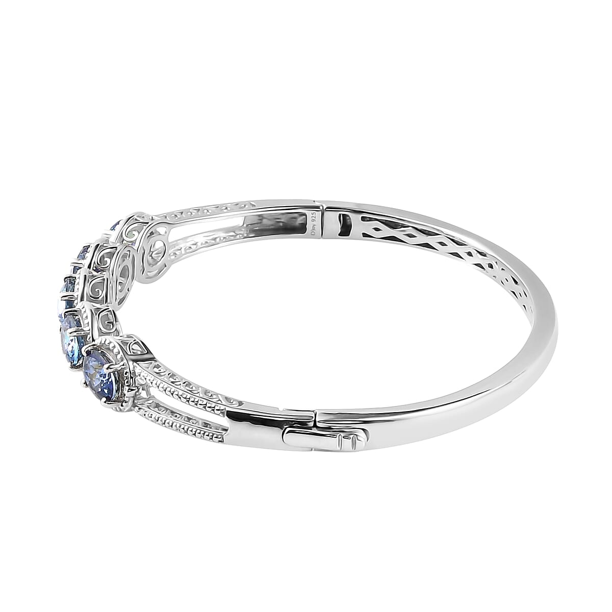 Periwinkle Bloom Petalite Bangle Bracelet in Platinum Over Sterling Silver (8.00 In) 18.40 Grams 4.35 ctw image number 3