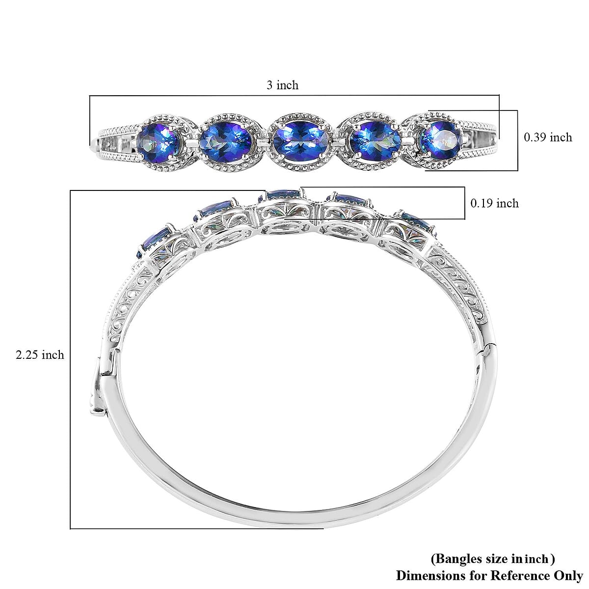 Periwinkle Bloom Petalite Bangle Bracelet in Platinum Over Sterling Silver (8.00 In) 18.40 Grams 4.35 ctw image number 5